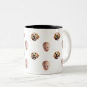 かわいいパーソナライズされた家族顔2枚の写真マグカップ ツートーンマグカップ (正面右)