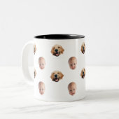 かわいいパーソナライズされた家族顔2枚の写真マグカップ ツートーンマグカップ (正面左)