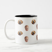 かわいいパーソナライズされた家族顔2枚の写真マグカップ ツートーンマグカップ (左)