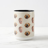 かわいいパーソナライズされた家族顔2枚の写真マグカップ ツートーンマグカップ (中央)