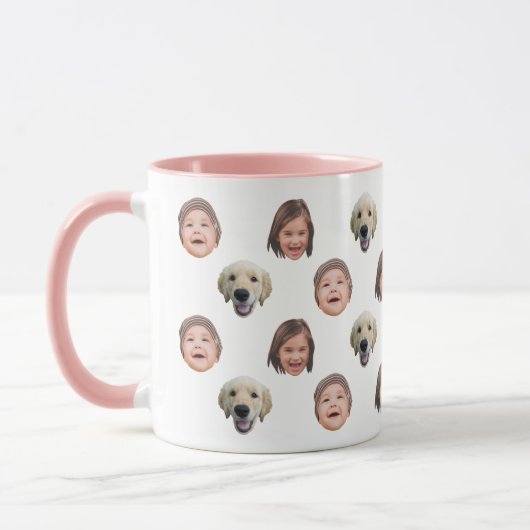 かわいいパーソナライズされた家族顔3枚の写真マグカップ マグカップ (左)