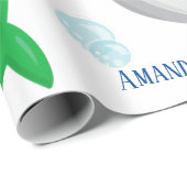 かわいいパーソナライズされた小さなサメの名前 ラッピングペーパー (ロールコーナー)