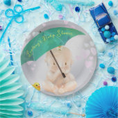 かわいいパーソナライズされた小さな水色の赤ちゃんシャワー ペーパープレート (パーティー)