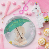 かわいいパーソナライズされた小さな水色の赤ちゃんシャワー ペーパープレート (パーティー)