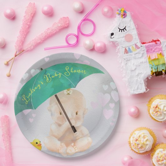 かわいいパーソナライズされた小さな水色の赤ちゃんシャワー ペーパープレート (パーティー)