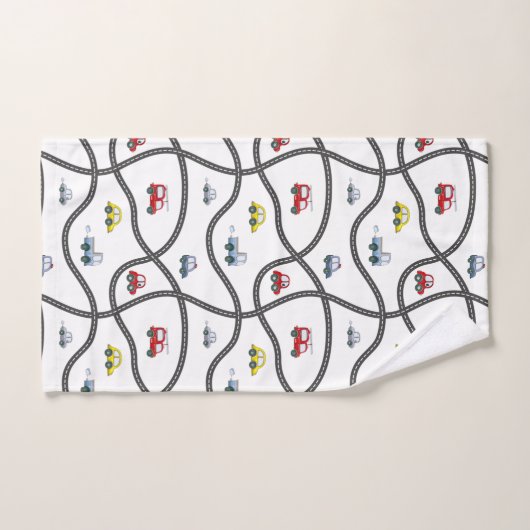 かわいいパーソナライズされた小さな男の子の子車 バスタオルセット (ハンドタオル)