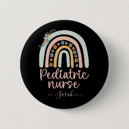 かわいいパーソナライズされた小児ナース（名前あり） 缶バッジ