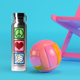 かわいいパーソナライズされた平和ラブバレーボール選手 ウォーターボトル