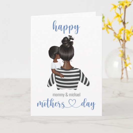 かわいいパーソナライズされた幸せな母親の日 – 息子から カード (黄色い花)