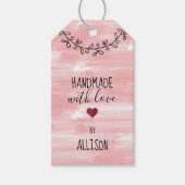 かわいいパーソナライズされた手作りラブピンクの水色 ギフトタグ (正面)