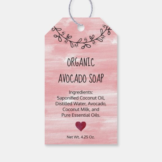 かわいいパーソナライズされた手作りラブピンクの水色 ギフトタグ (裏面)