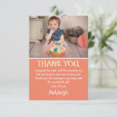 かわいいパーソナライズされた桃フォトフラット サンキューカード (スタンド正面)