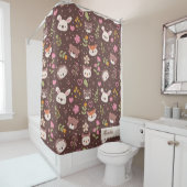 かわいいパーソナライズされた森の動物のパターン シャワーカーテン (インサイチュ)