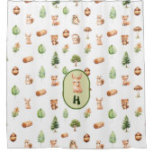 かわいいパーソナライズされた森の動物のパターン シャワーカーテン (正面)