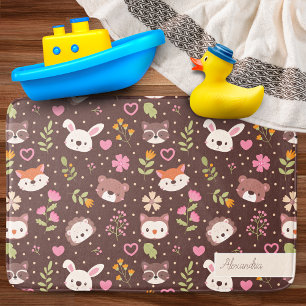 かわいいパーソナライズされた森の動物のパターン バスマット