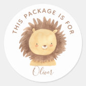 かわいいパーソナライズされた水彩獅子パッケージ ラウンドシール (正面)