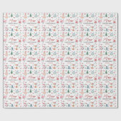 かわいいパーソナライズされた水彩華クリスマス ラッピングペーパー (フラット)