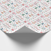 かわいいパーソナライズされた水彩華クリスマス ラッピングペーパー (角)