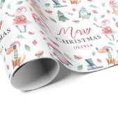 かわいいパーソナライズされた水彩華クリスマス ラッピングペーパー (ロールコーナー)