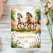 かわいいパーソナライズされた水彩馬誕生日 カード