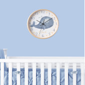 かわいいパーソナライズされた水色航海のブルーホエー 壁時計