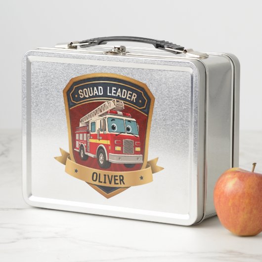 かわいいパーソナライズされた消防士バッジパーソナライズされた メタルランチボックス (インサイチュ)
