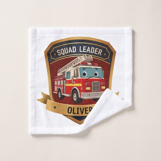かわいいパーソナライズされた消防士バッジ ウォッシュタオル (ウォッシュタオル)