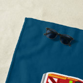 かわいいパーソナライズされた消防車の子供たち写真青 ビーチタオル (インサイチュ)