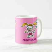 かわいいパーソナライズされた漫画を使ったテニスマグの贈り物 コーヒーマグカップ (正面右)