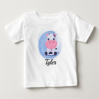 かわいいパーソナライズされた牛ベビーTシャツ ベビーTシャツ