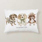 かわいいパーソナライズされた犬の水彩画 アクセントクッション (正面)