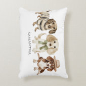 かわいいパーソナライズされた犬の水彩画 アクセントクッション (正面(垂直))