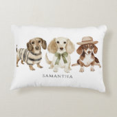かわいいパーソナライズされた犬の水彩画 アクセントクッション (裏面)