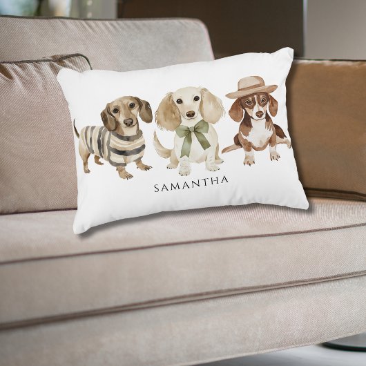 かわいいパーソナライズされた犬の水彩画 アクセントクッション