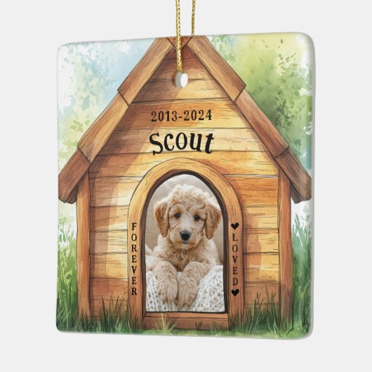 かわいいパーソナライズされた犬の記念碑 セラミックオーナメント (左)