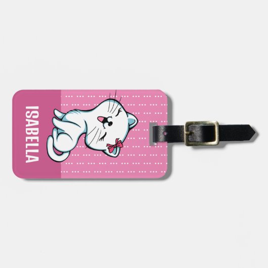 かわいいパーソナライズされた猫のラゲッジタグ ラゲッジタグ (正面横)