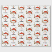 かわいいパーソナライズされた男の子クリスマストナカイ顔 ラッピングペーパー (フラット)