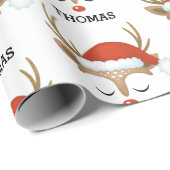 かわいいパーソナライズされた男の子クリスマストナカイ顔 ラッピングペーパー (ロールコーナー)