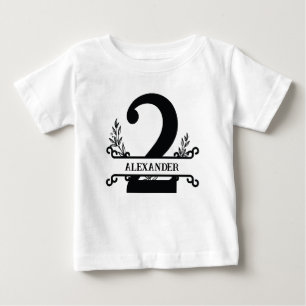 かわいいパーソナライズされた白黒花模様キッズ ベビーTシャツ