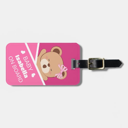 かわいいパーソナライズされた眠いベビーベアーラゲッジタグ ラゲッジタグ (正面横)