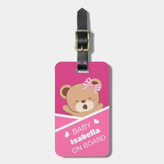 かわいいパーソナライズされた眠いベビーベアーラゲッジタグ ラゲッジタグ (正面縦)