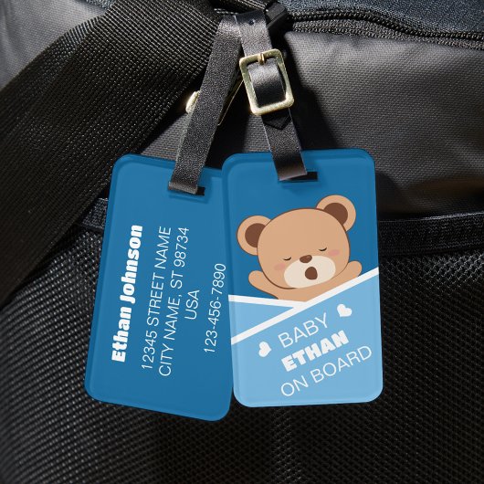 かわいいパーソナライズされた眠いベビーベアーラゲッジタグ ラゲッジタグ
