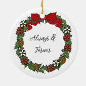 かわいいパーソナライズされた私たちの初めてのクリスマス小妖精や小人 セラミックオーナメント (裏面)