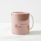 かわいいパーソナライズされた秋のアライグマのパターン ツートーンマグカップ (正面右)