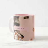 かわいいパーソナライズされた秋のアライグマのパターン ツートーンマグカップ (正面左)