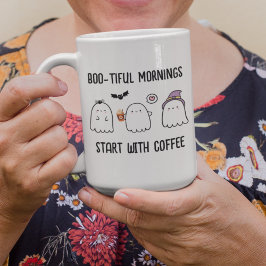 かわいいパーソナライズされた秋ハロウィン幽霊 ツートーンマグカップ