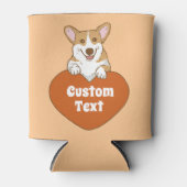 かわいいパーソナライズされた笑顔のハート付きコルギ 缶クーラー (正面)