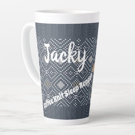 かわいいパーソナライズされた編み物ギフトアイディア カフェラテマグ (左アングル)