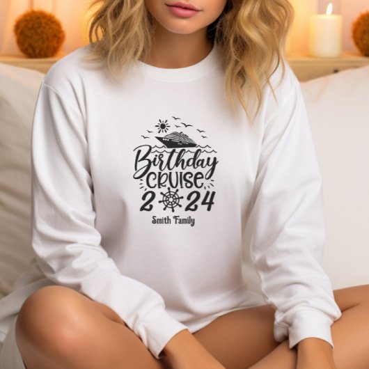 かわいいパーソナライズされた誕生日クルーズシップファミリー Tシャツ
