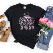 かわいいパーソナライズされた誕生日クルーズシップ家族ピンク Tシャツ